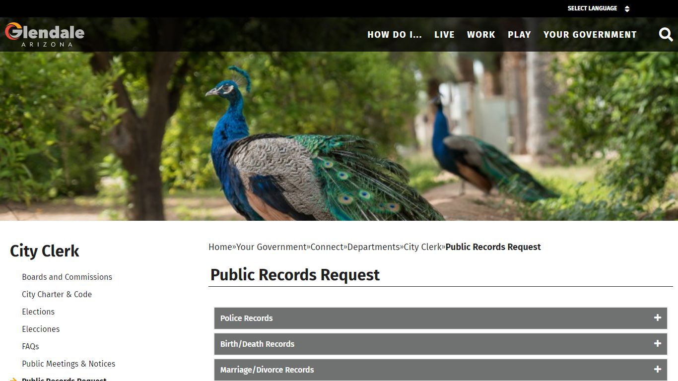 Public Records Request - City of Glendale - Glendale, Arizona